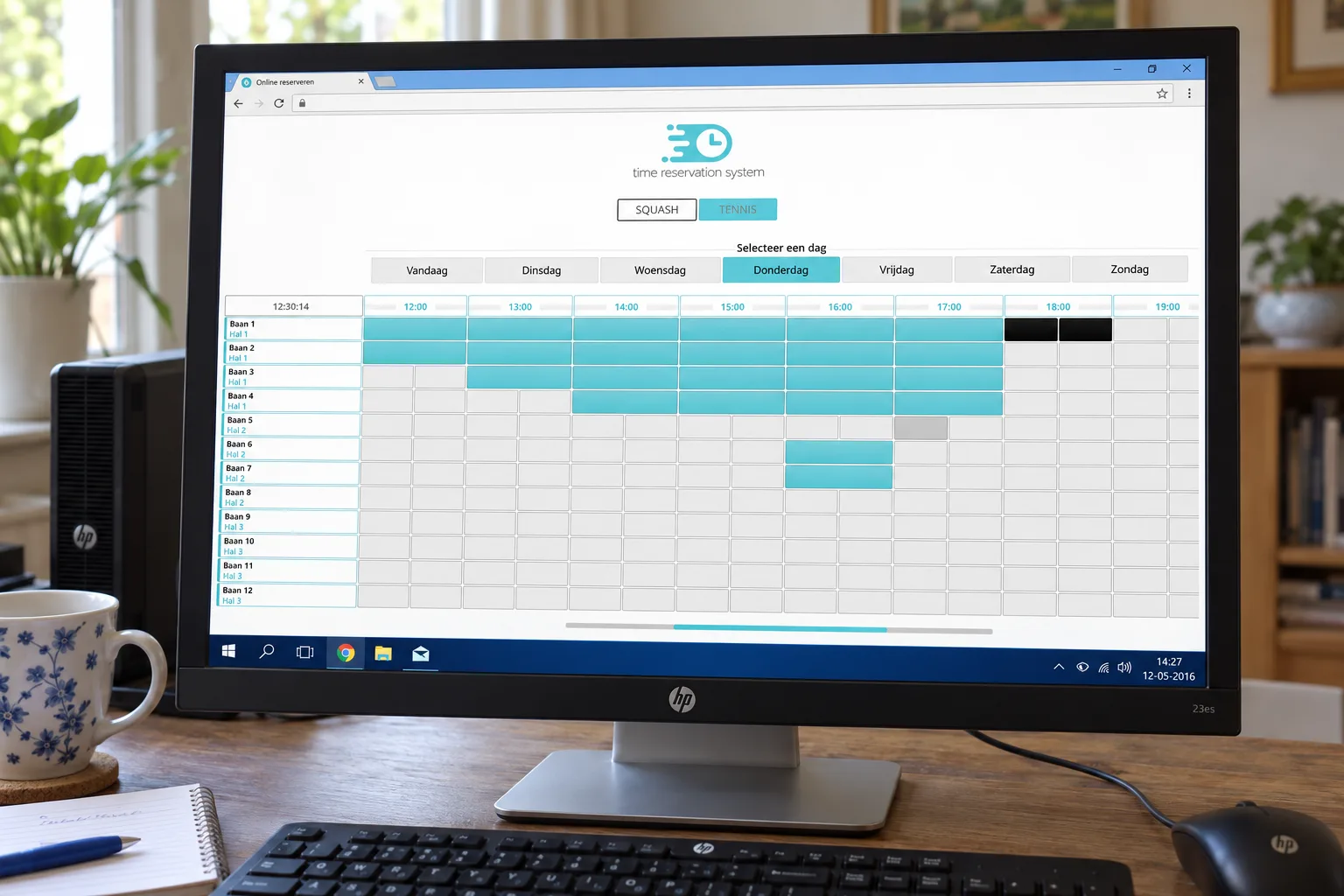 De vernieuwde Time Reservation System-pagina voor online reserveren, mei 2016